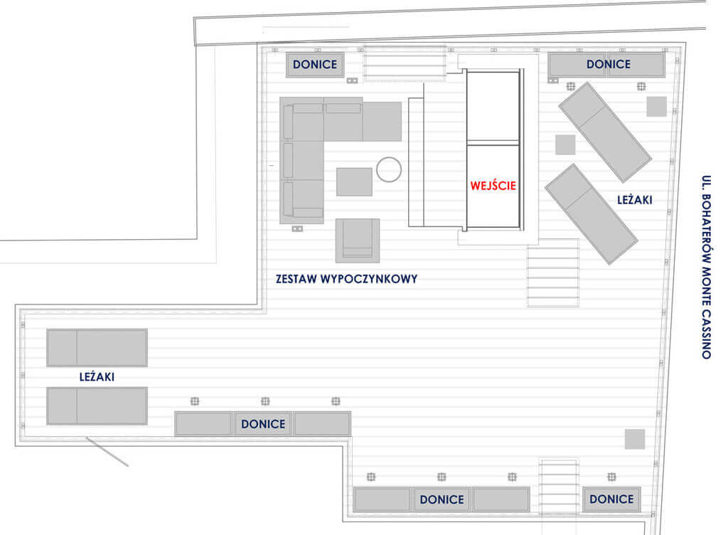 Lay-out, takterrass med Skjutboxv