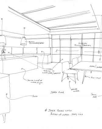 Bespoke Bi Parting Sliding Stacking Over Fixed Rooflight Concept Sketch