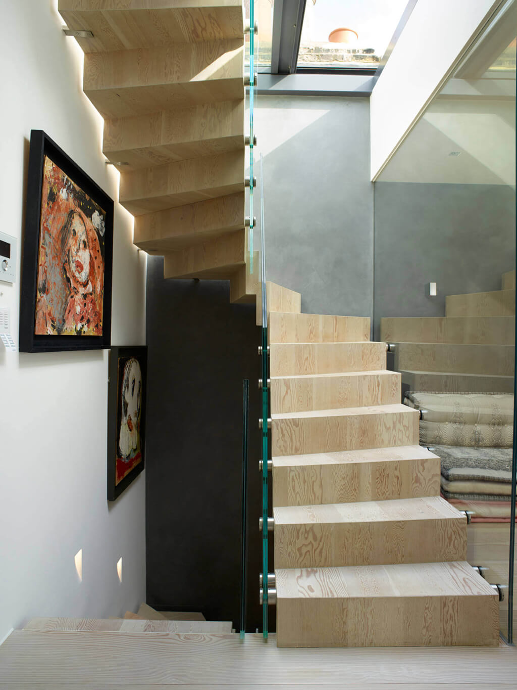 Sliding Rooflight on roof terrace Glebe Place by Stephen Fletcher Architects staircase