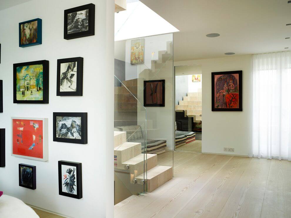 Sliding Rooflight on roof terrace Glebe Place by Stephen Fletcher Architects staircase