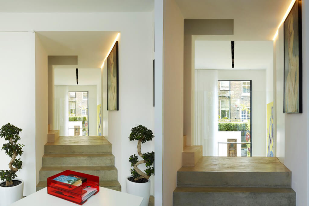 Sliding Rooflight on roof terrace Glebe Place by Stephen Fletcher Architects staircase