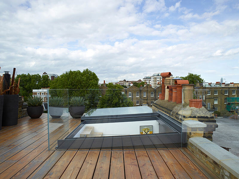 Sliding Rooflight on roof terrace Glebe Place by Stephen Fletcher Architects